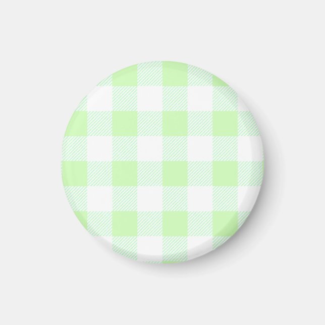 Light Green Gingham Check Pattern Magnet (Front)
