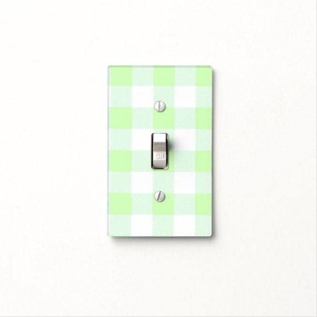 Light Green Gingham Check Pattern Switch Cover (In Situ)