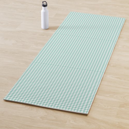 Light Green Gingham Pattern Small Check Plaid Yoga Mat