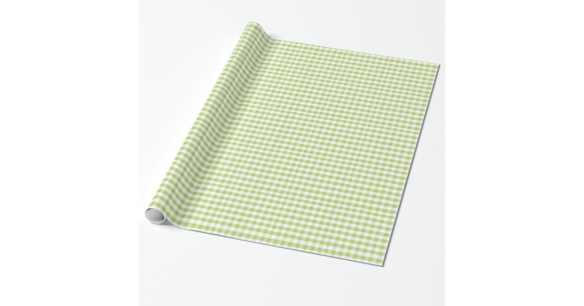 Light Green Gingham Pattern Wrapping Paper Zazzle