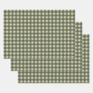 Light Green Gingham Wrapping Paper Sheets