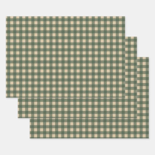 Light Green Gingham Wrapping Paper Sheets