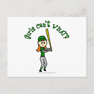 Light Green Girls Baseball Postcard