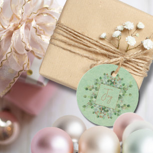 Light Green Glitter Botanical Eucalyptus Custom Favor Tags