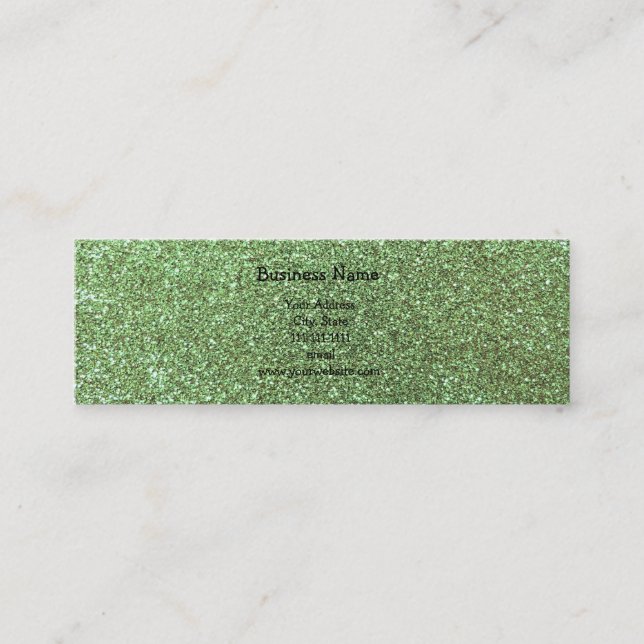 Light green glitter mini business card (Front)
