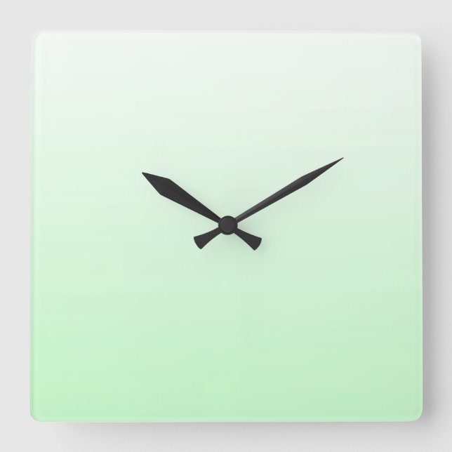 Light Green Gradient Jade Clear to Green Pastel Square Wall Clock (Front)