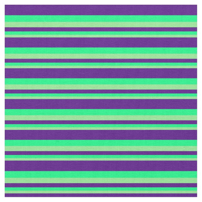 Light Green, Green & Indigo Stripes Fabric (Close Up)