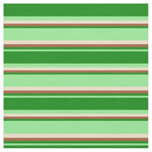 Light Green, Green, Sienna & Tan Colored Stripes Fabric