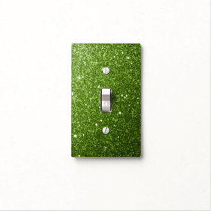 Light green greenery faux glitter sparkles light switch cover