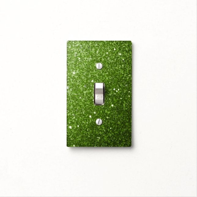 Light green greenery faux glitter sparkles switch cover (In Situ)