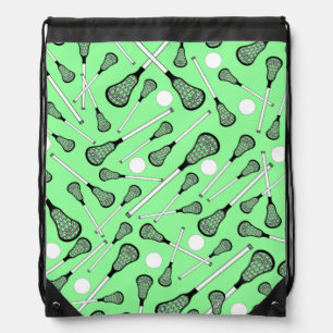 Light green lacrosse sticks pattern drawstring bag