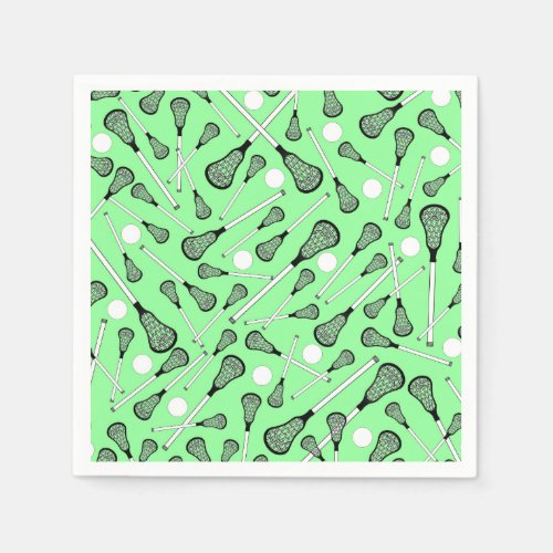 Light green lacrosse sticks pattern paper napkins