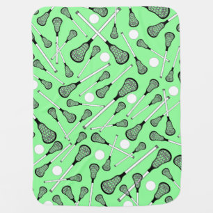 Light green lacrosse sticks pattern receiving blanket