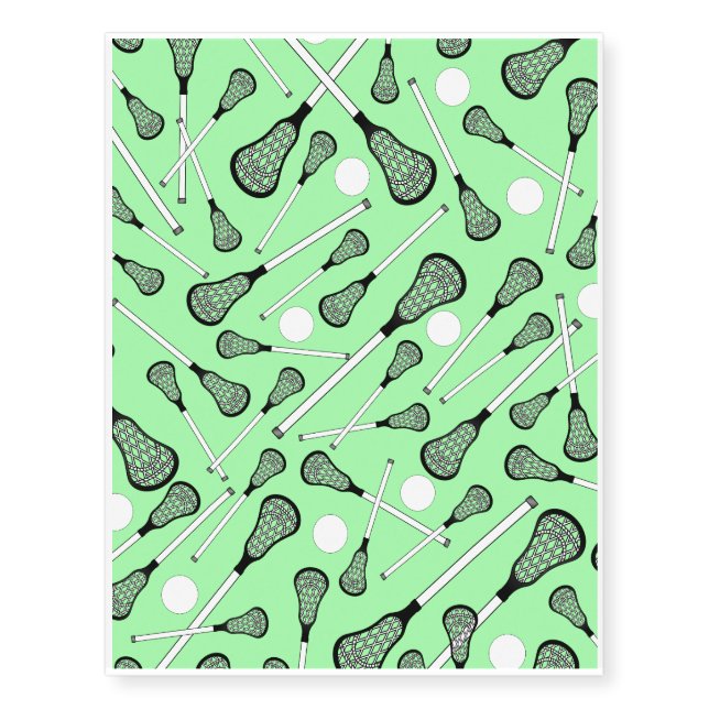 Light green lacrosse sticks pattern temporary tattoos (Front)