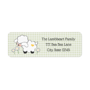 Light Green Lamb Baby Shower Label
