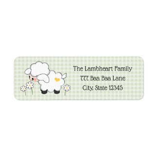 Light Green Lamb Baby Shower Label