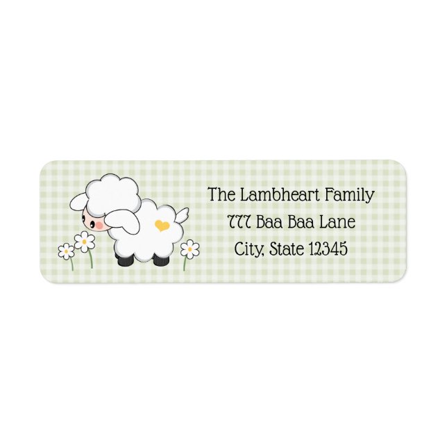 Light Green Lamb Baby Shower Label (Front)