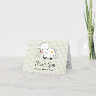 Light Green Lamb Baby Shower Thank You Card