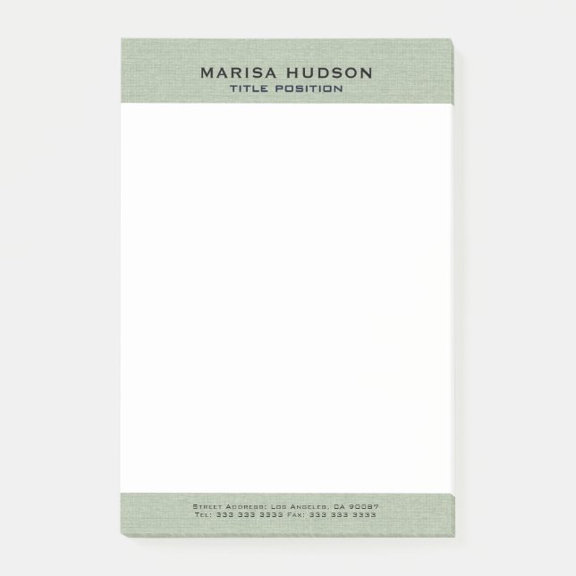 Light green Linen Fabric Texture Post-it Notes (Front)