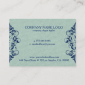 Light-Green Linen Texture Blue Floral Lace Business Card | Zazzle