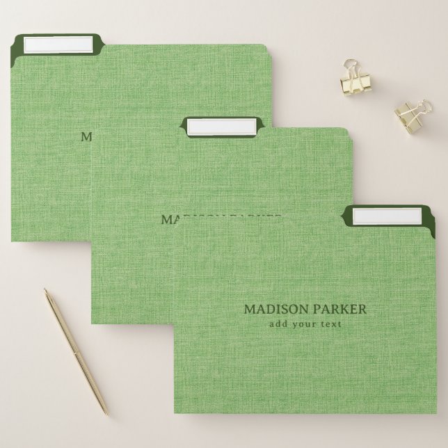Light Green Linen Texture File Folder (Set)