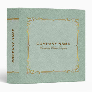 Light Green Linen Texture Gold Vintage Frame 3 Ring Binder