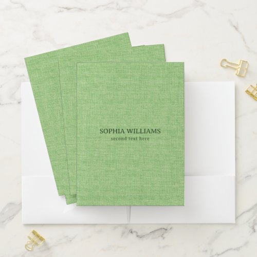 Light Green Linen Texture Pocket Folder