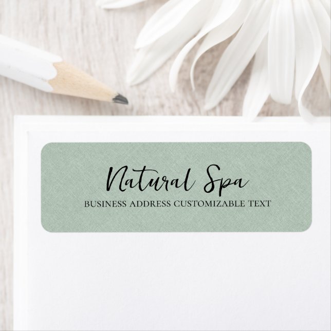 Light green  Linen Texture Print black Typography Label (Insitu)