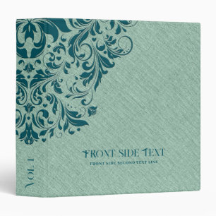 Light-Green Linen Texture With Dark Green Lace 3 Ring Binder