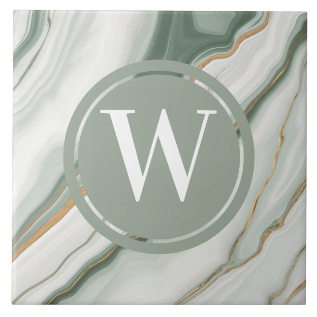 Light Green Marble Tile Sea Green Teal Stone (Front)