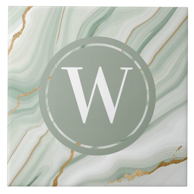 Light Green Marble Tile Sea Green Teal Stone (Front)
