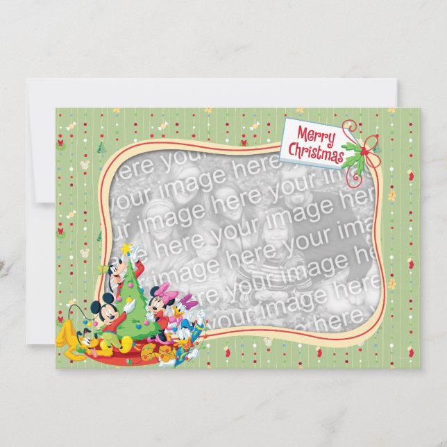 Light Green Mickey & Friends: Merry Christmas Card (Front)