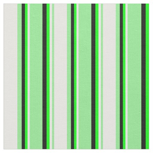 Light Green, Mint Cream, Lime, and Black Stripes Fabric