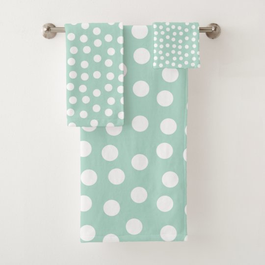 Light green mint polka dots bath towel set | Zazzle.com