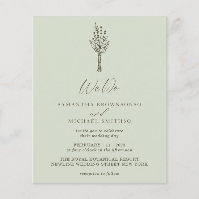 Light Green Modern Budget We Do Botanical Flyer (Front)