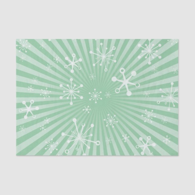Light Green Modern Snowflakes Tissue Paper (Front)