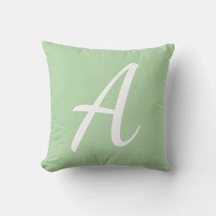 Light Green Monogram Throw Pillow