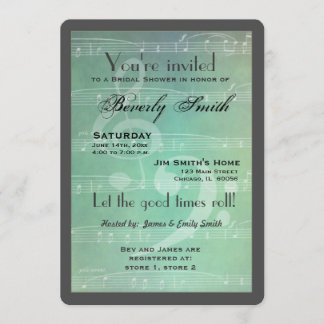 Light green Musical theme bridal shower Invitation