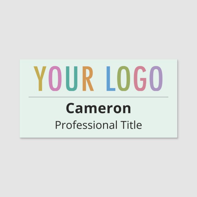 Light Green Name Tag Pin Busines Logo Professional (Front)