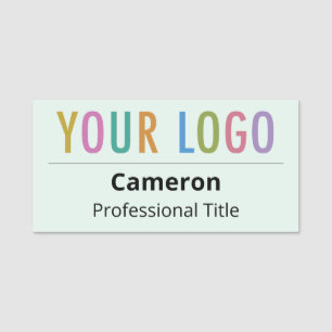 Light Green Name Tag Pin with Logo Professional