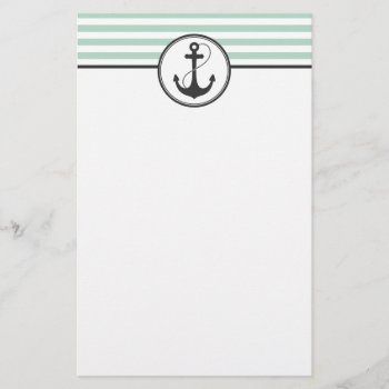 Light Green Nautical Anchor Stationery by snowfinch at Zazzle