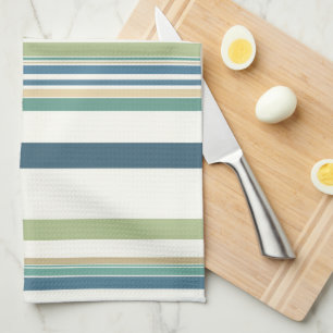 Light Green Navy Blue Stripes Kitchen Towel