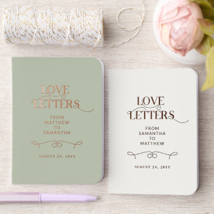 Light Green & Off White Love Letters Anniversary Foil Vow Books