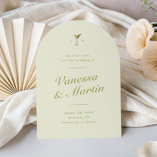 Light Green Olive Martini Classic Save the Date