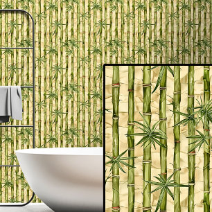 Light Green on Cream Tan Wall Fence Bamboo