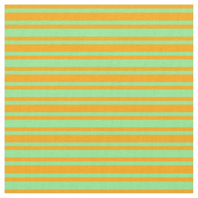 Light Green & Orange Pattern of Stripes Fabric (Close Up)