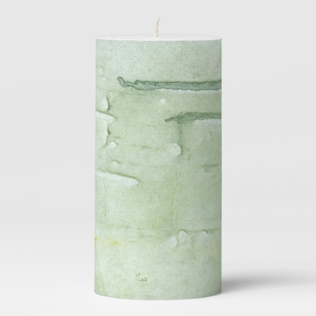 Light green painting pillar candle (Front)