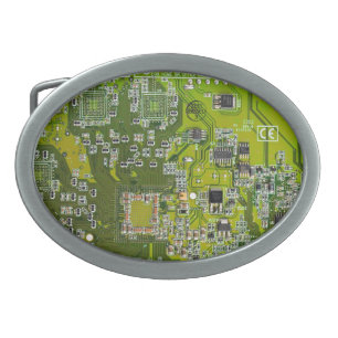 Light Green PCB Circuit Board Design for IT Pros Belt Buckle
