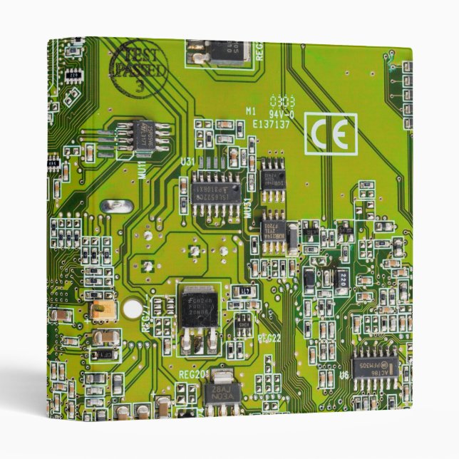 Light Green PCB Circuit Board Design for IT Pros Binder (Front/Spine)