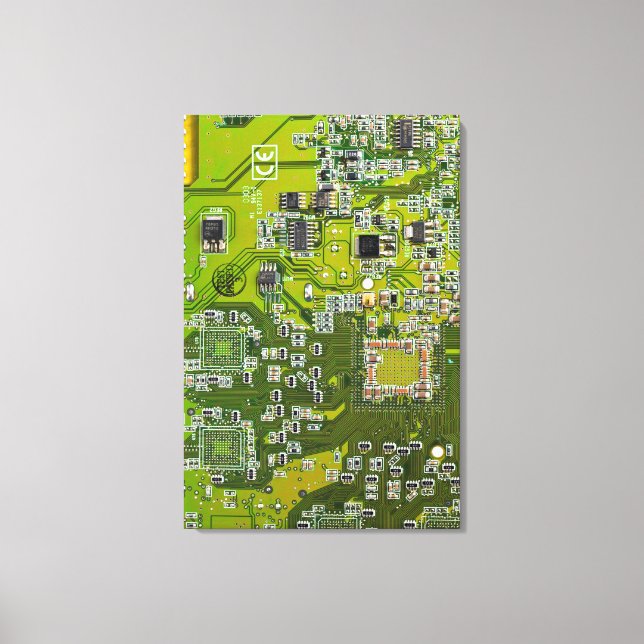 Light Green PCB Circuit Board Design for IT Pros Canvas Print (Front)